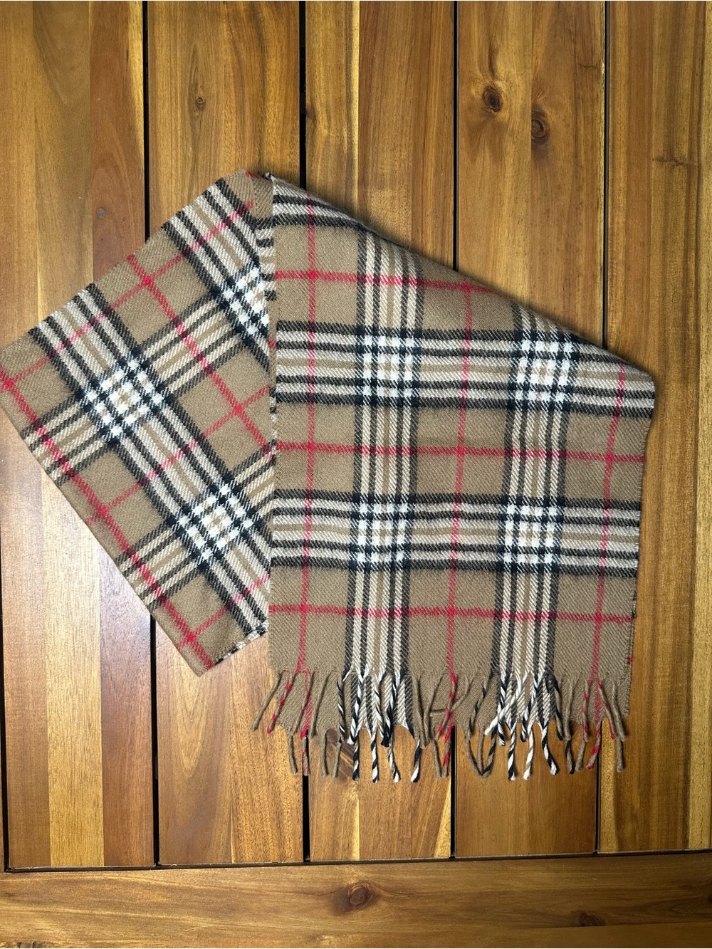 Classic Tan Plaid Fringe Scarf - Men's Accessory